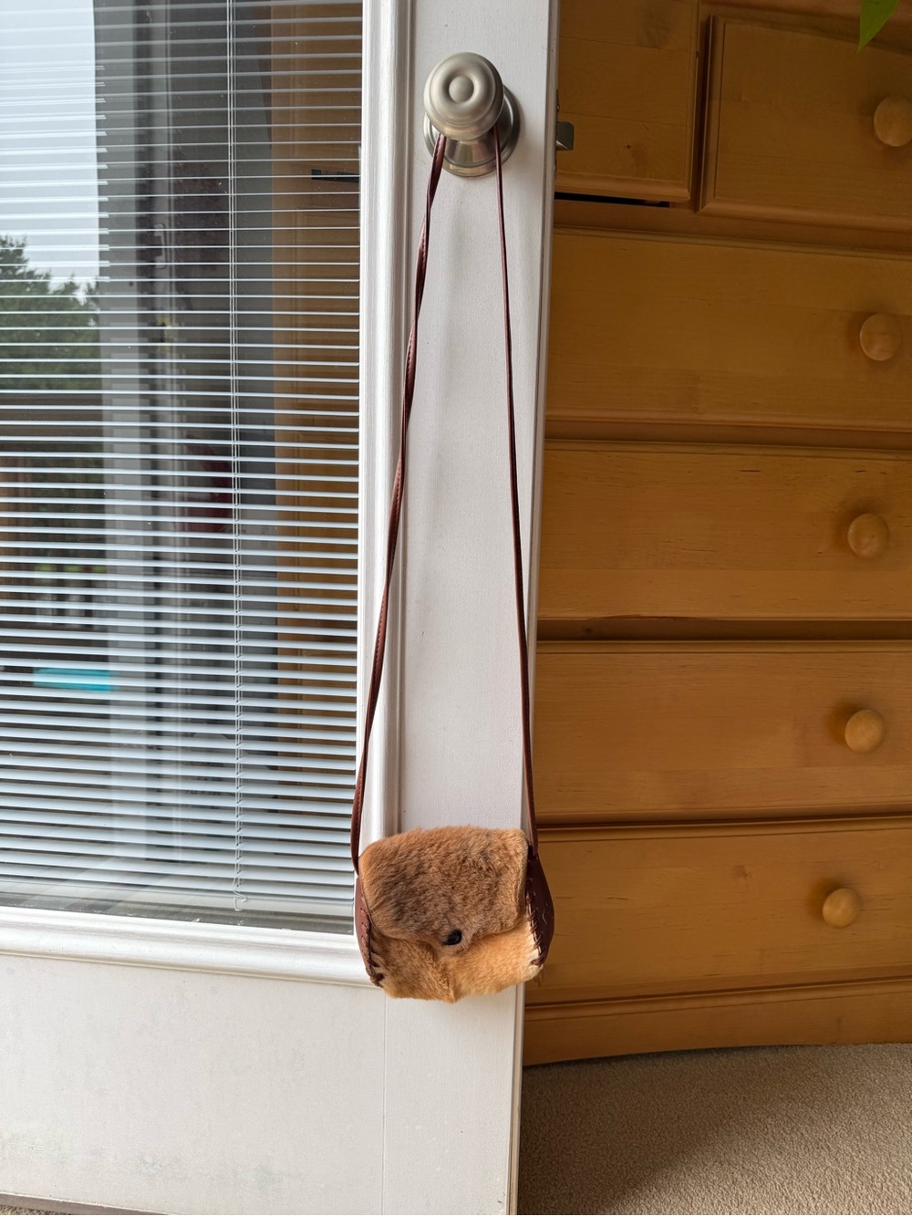 Faux Fur Mini Crossbody Bag in Tan/Brown